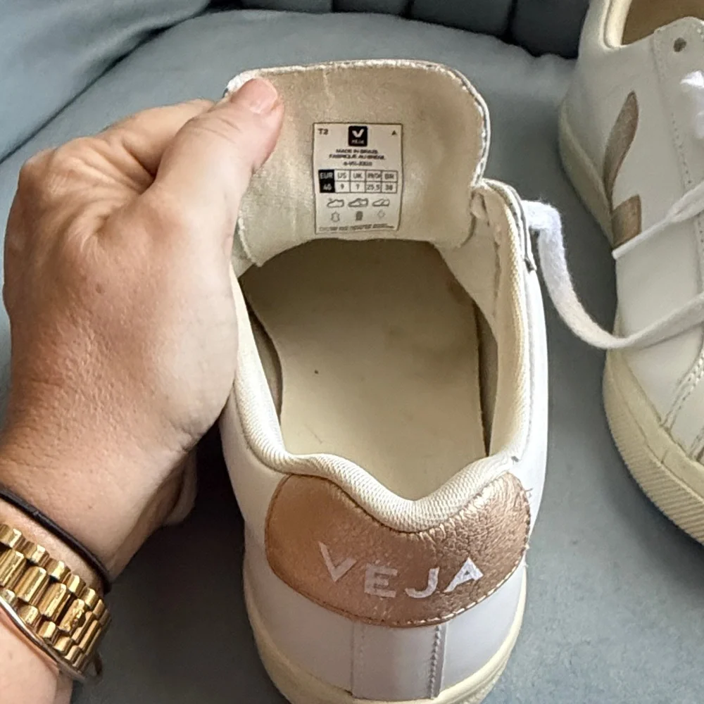 Veja Esplar Logo Leather Sneakers Extra White/ Platine 40 / 9 With Box - Picture 7 of 11